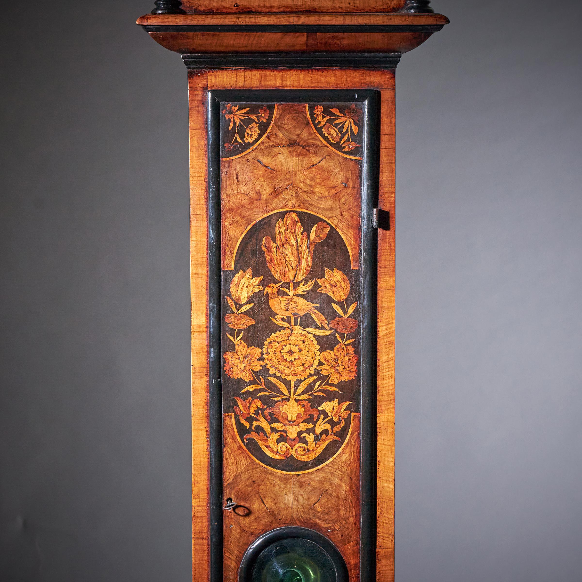 A Fine 17th Century William and Marry 10 Inch Marquetry Longcase Clock, Signed 4