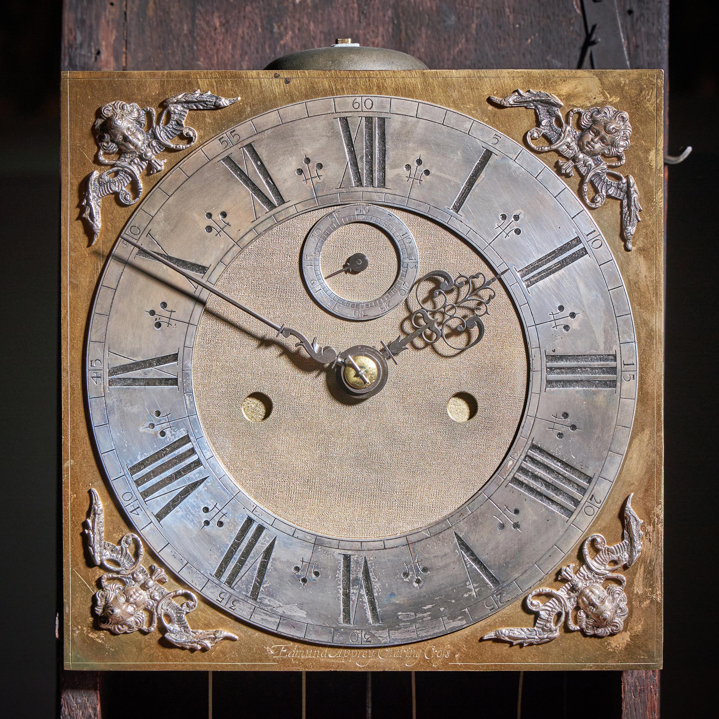 A Fine 17th Century William and Marry 10 Inch Marquetry Longcase Clock, Signed 7