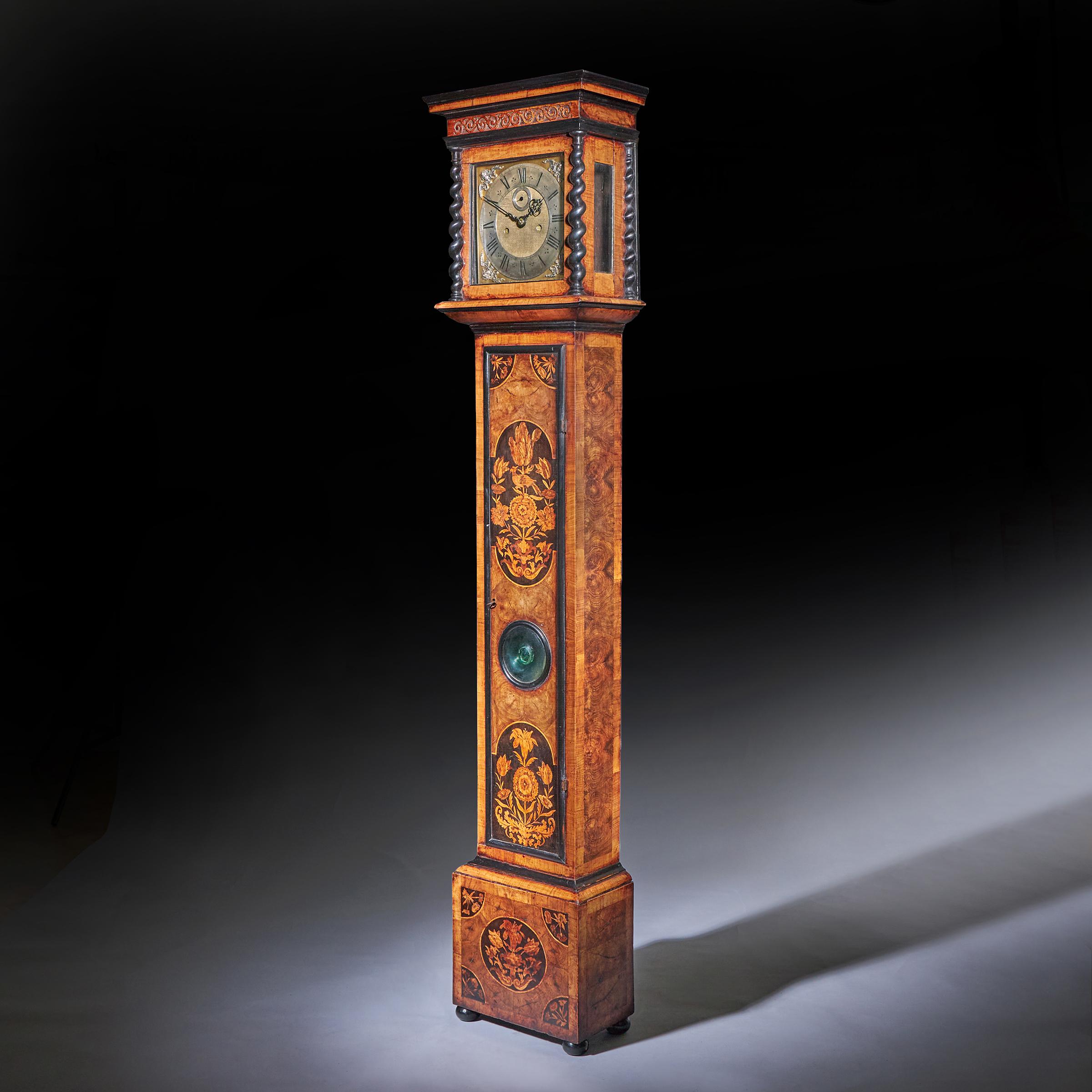 Charles II A Fine 17th Century William and Marry 10 Inch Marquetry Longcase Clock, Signed