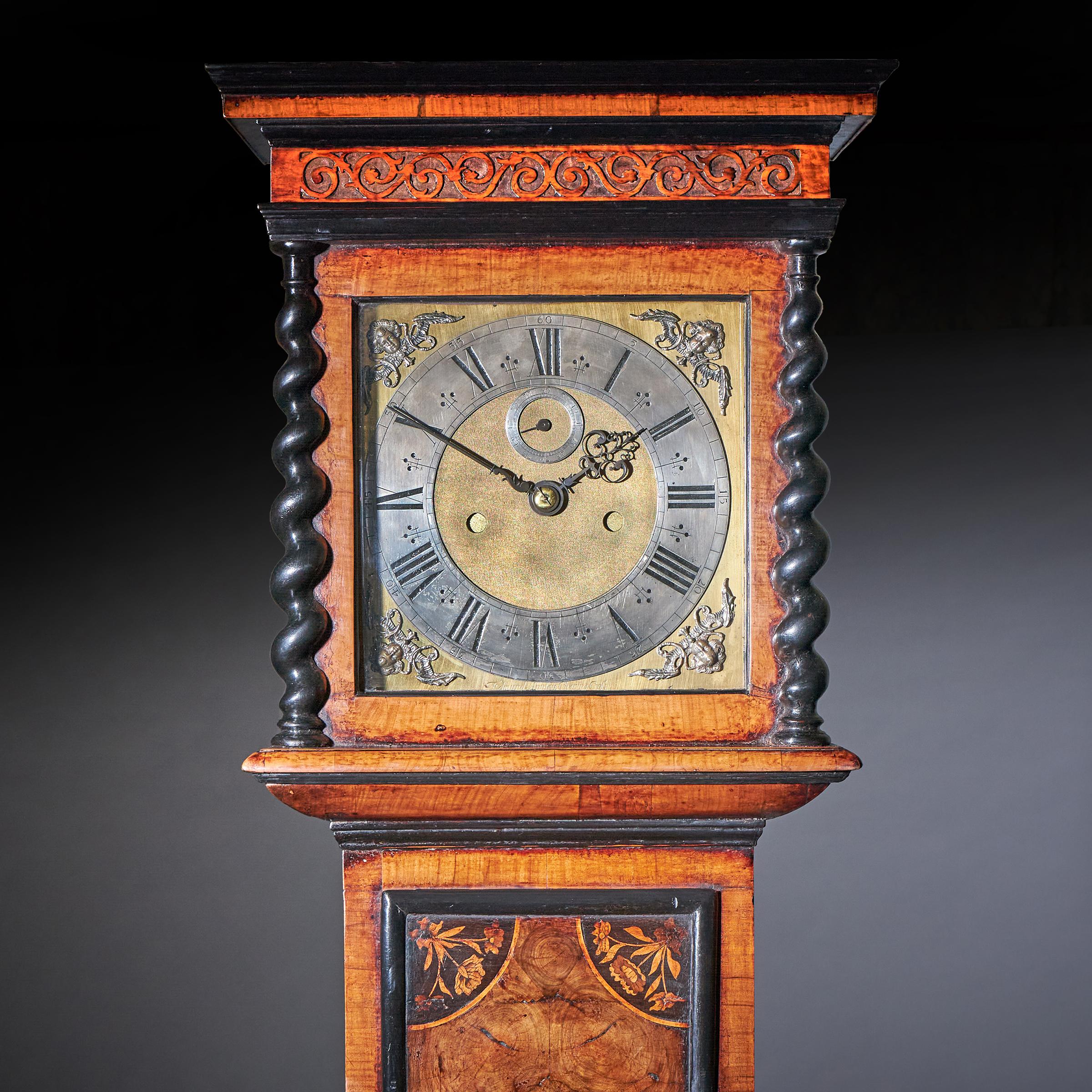 A Fine 17th Century William and Marry 10 Inch Marquetry Longcase Clock, Signed 1