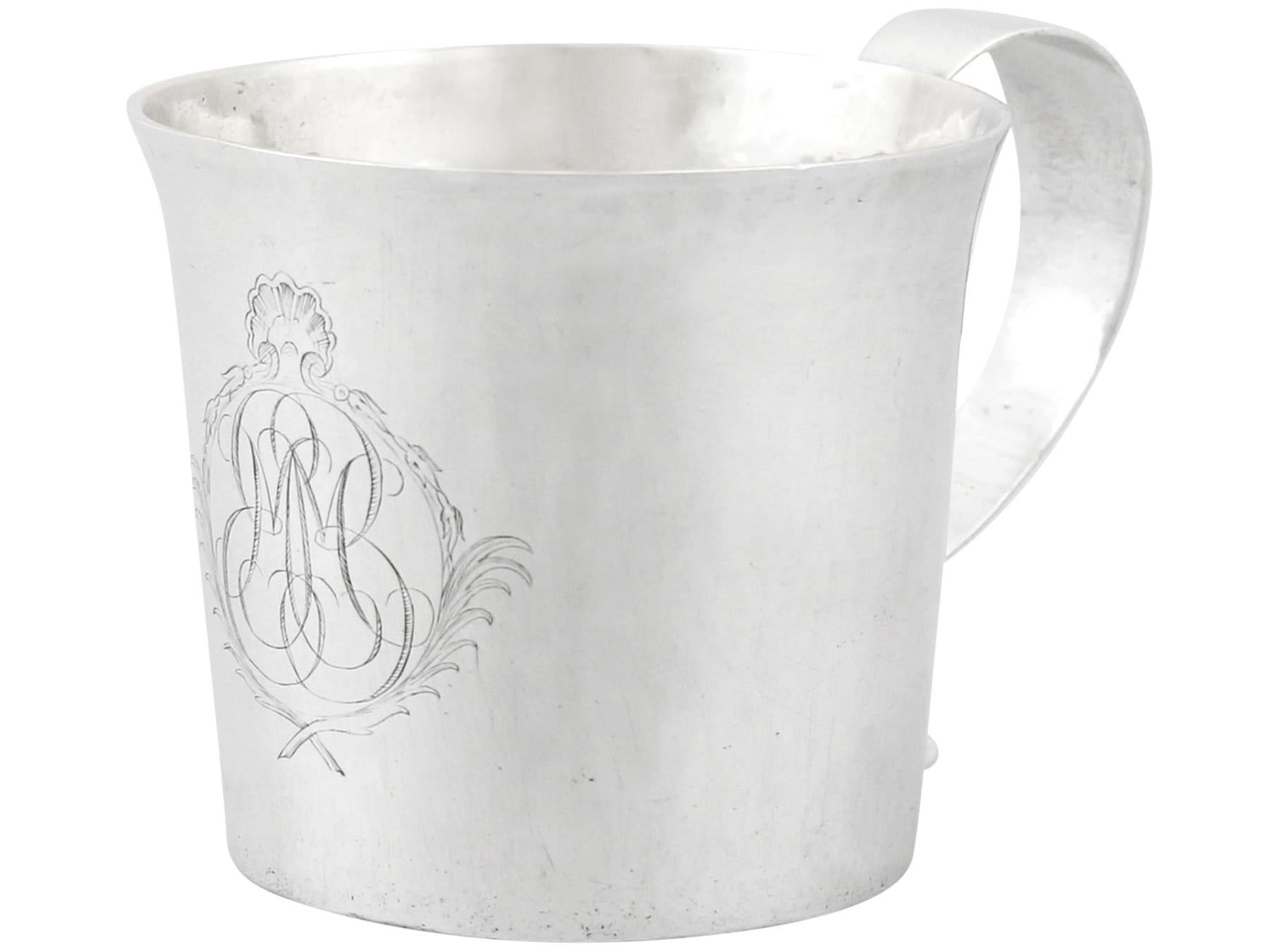 Engraved 17th Century 1673 Sterling Silver Child's Mug For Sale