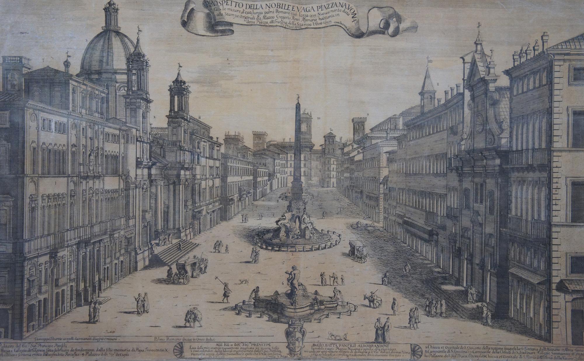 18th Century and Earlier 17th Century 1699 Prospetto Della Nobile E Vaga Piazza Navona Engraving Rome