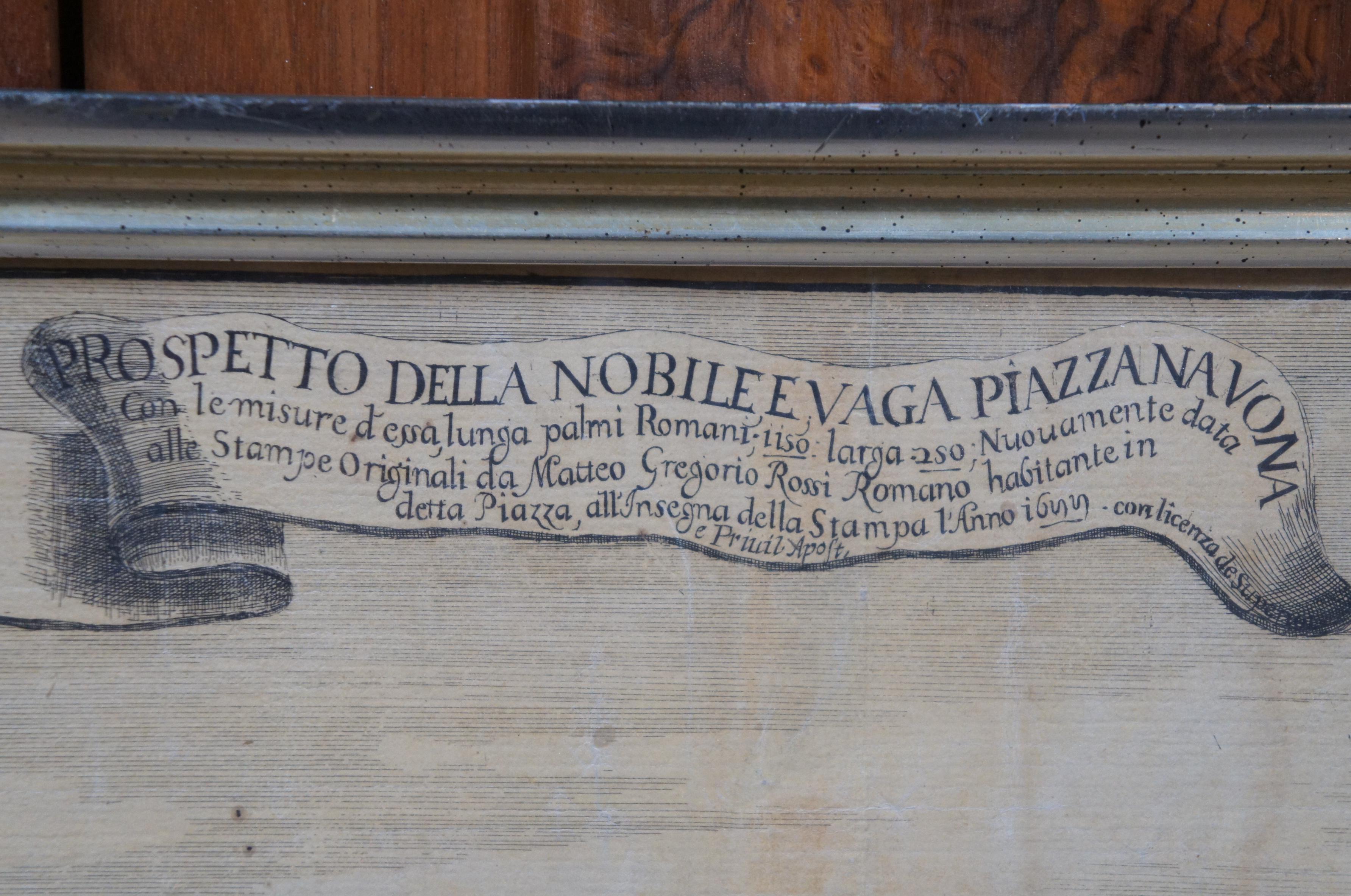 17th Century 1699 Prospetto Della Nobile E Vaga Piazza Navona Engraving Rome 1