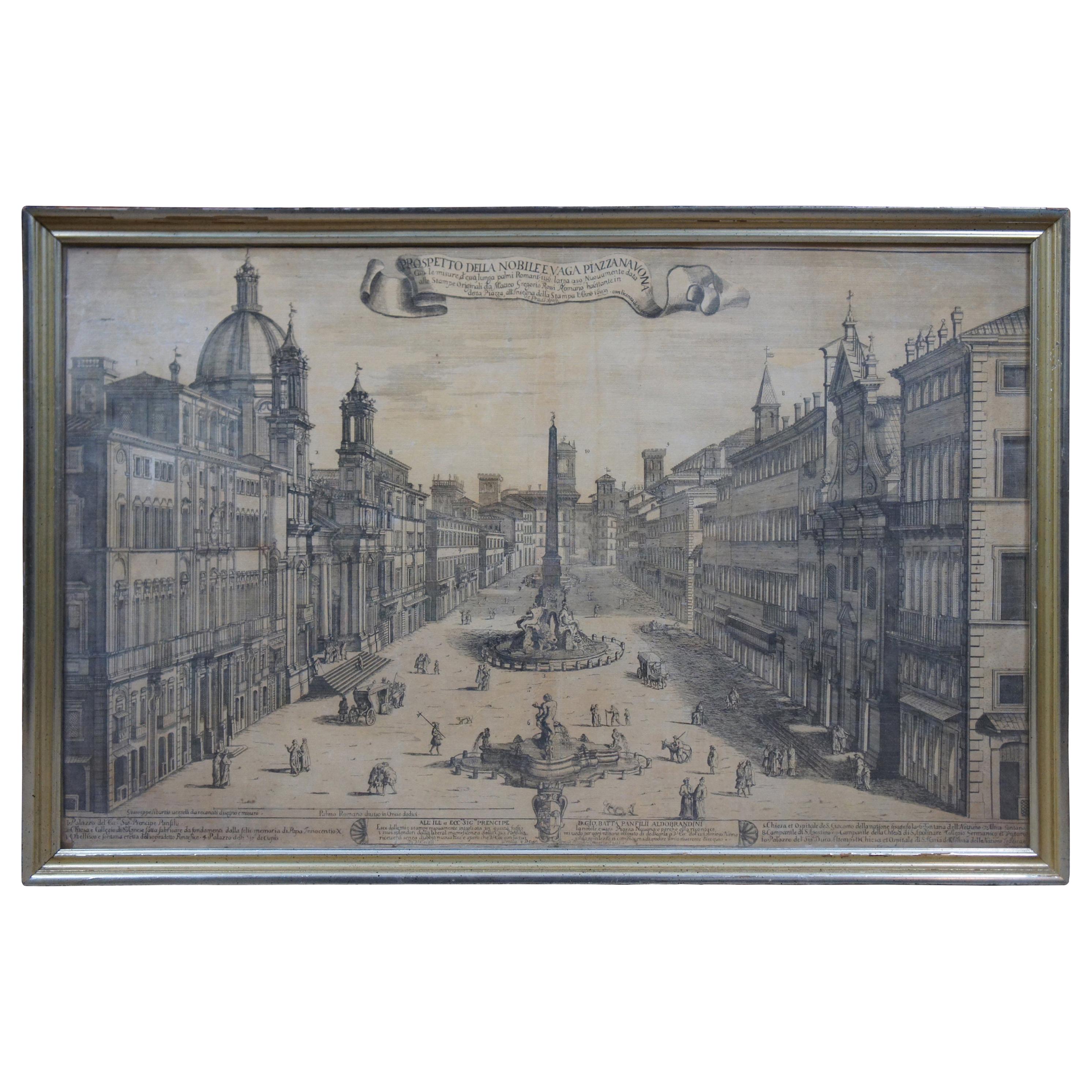 17th Century 1699 Prospetto Della Nobile E Vaga Piazza Navona Engraving Rome