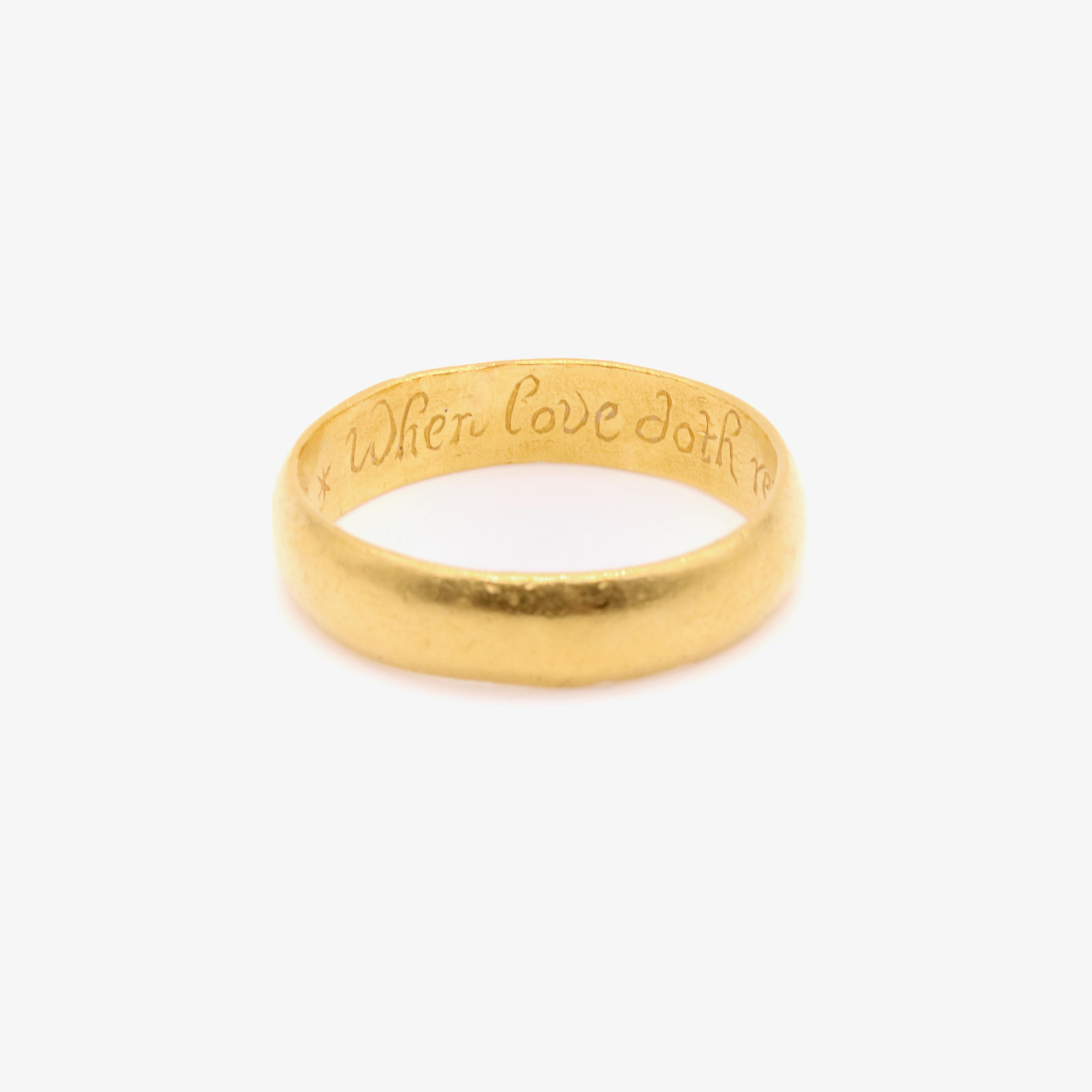 Bague « When Love Doth Remayne Parting is in Vayne » en or 22 carats du 17ème siècle en vente 1