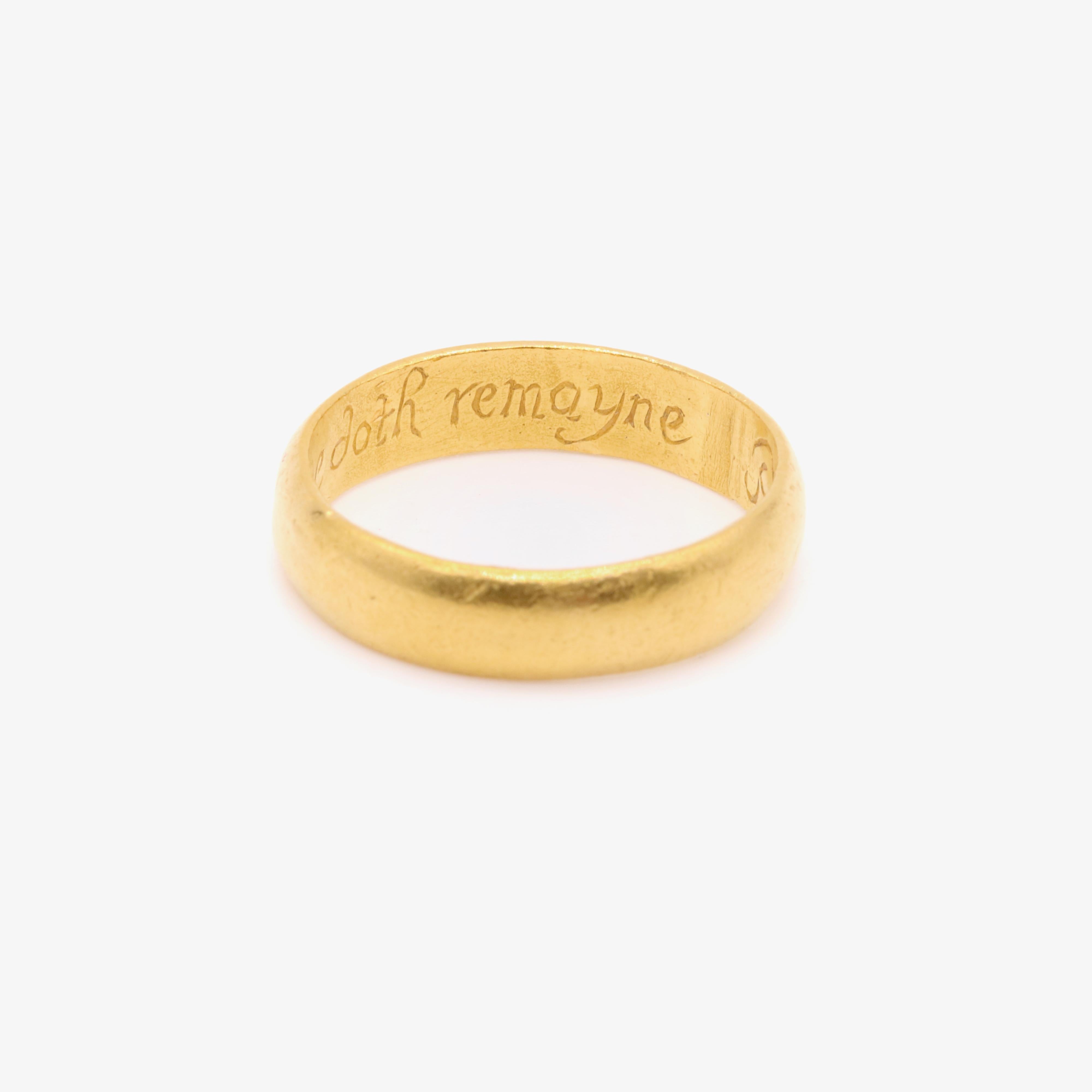 Bague « When Love Doth Remayne Parting is in Vayne » en or 22 carats du 17ème siècle en vente 2
