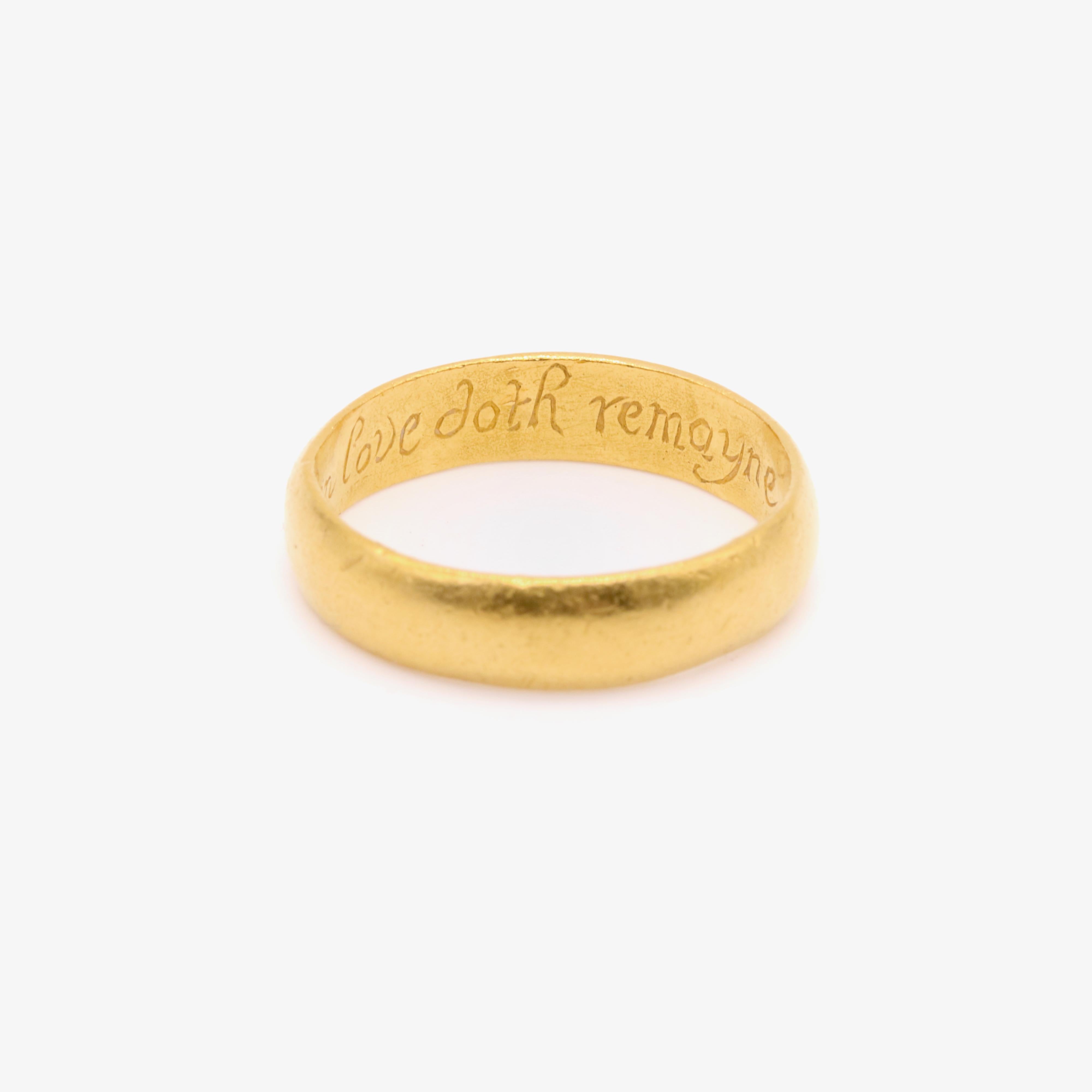 Bague « When Love Doth Remayne Parting is in Vayne » en or 22 carats du 17ème siècle en vente 3