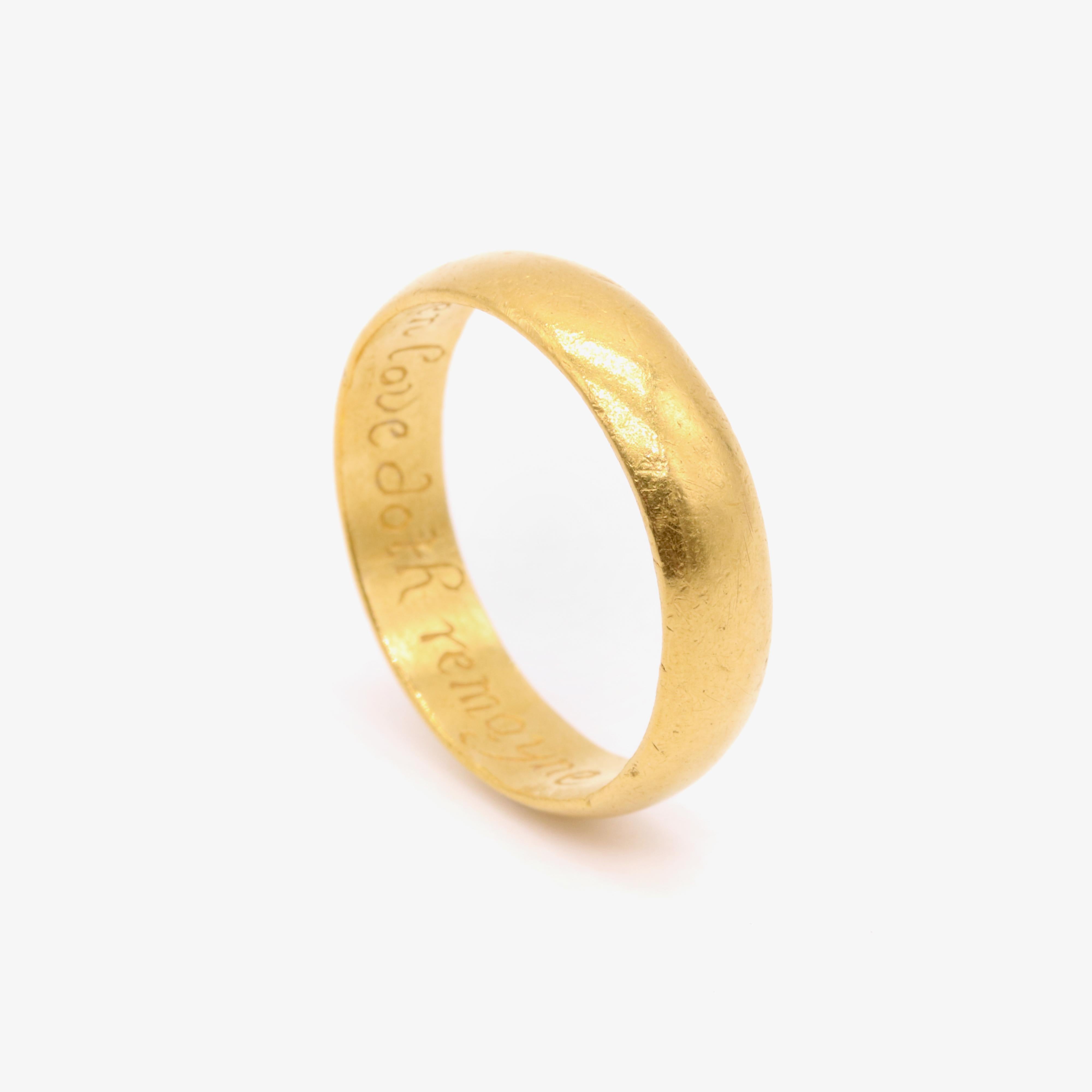 Bague « When Love Doth Remayne Parting is in Vayne » en or 22 carats du 17ème siècle en vente 4