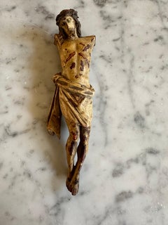 17th-Century Alpine Wooden Christ Torso with Polychrome Traces