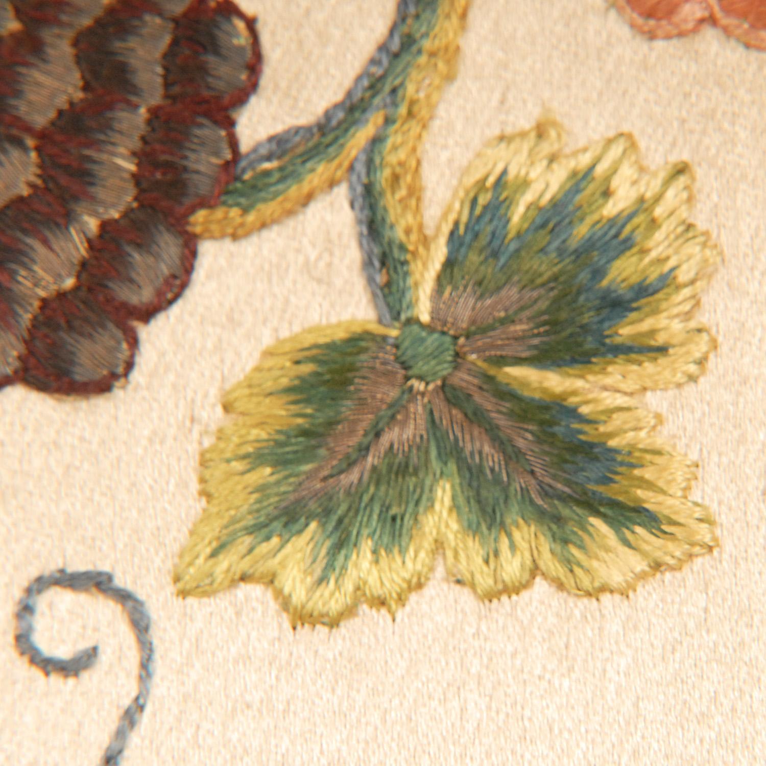 17th Century Embroidered Altar Cloth Framed Textile Art Cornucopia a pair im Angebot 3