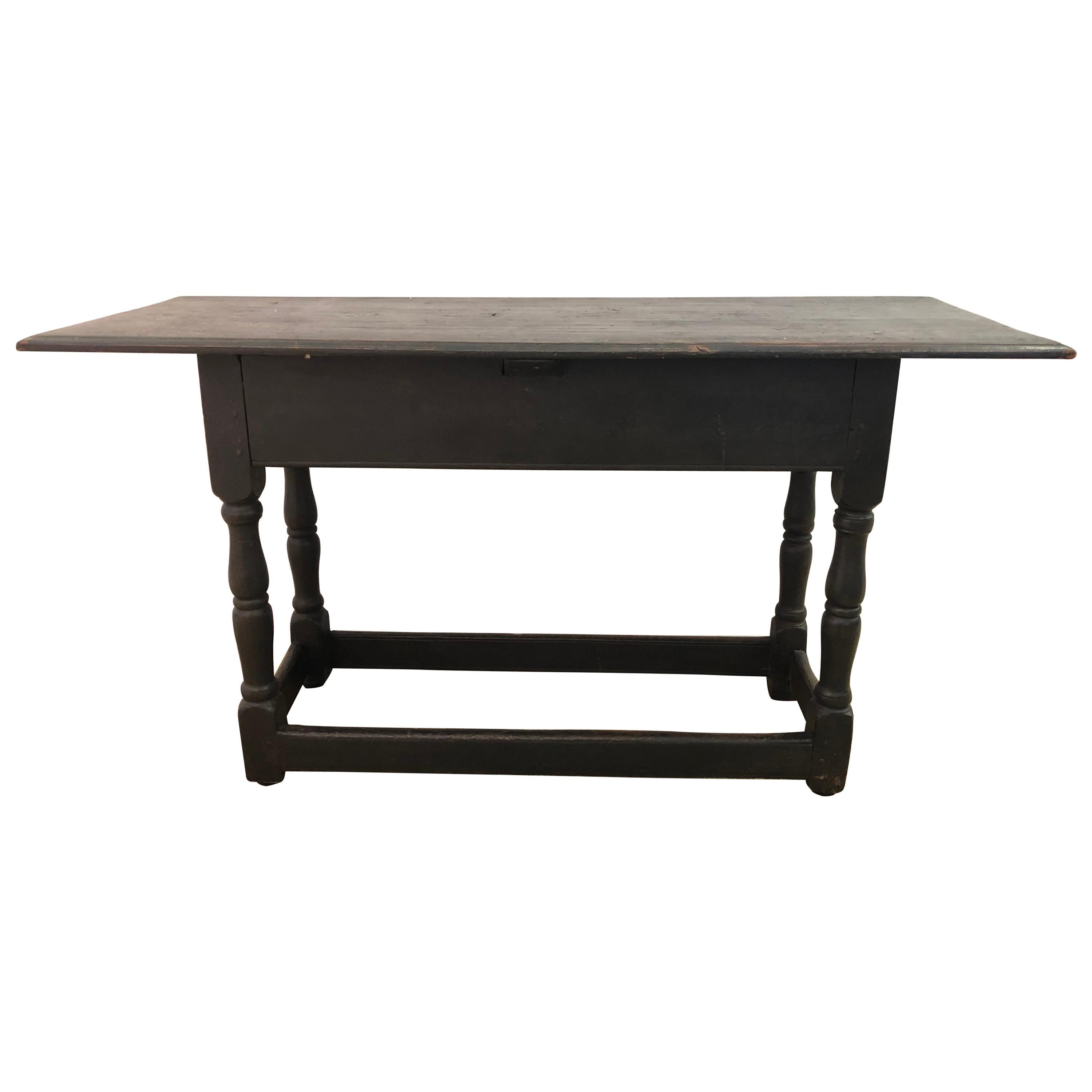 17th Century American Painted and Turned Hall Table For Sale