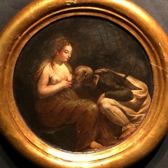 17th Century an Antique Painting of Roman Charity