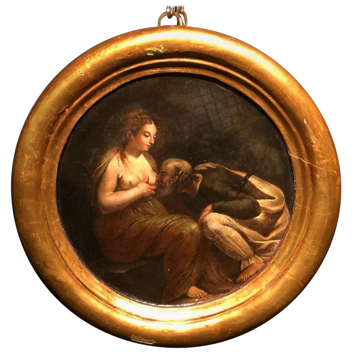 17th Century an Antique Painting of Roman Charity