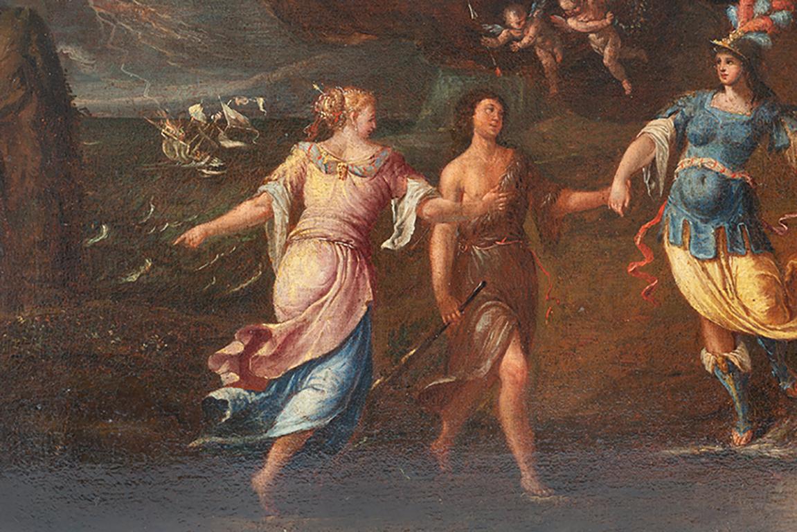 Italian 17th Century Ancient Oil Painting on Canvas, Mythological Scene For Sale