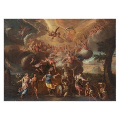 17th Century Ancient Oil Painting on Canvas, Mythological Scene