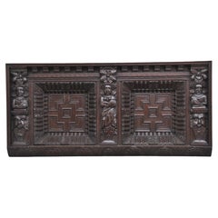 17th Century and later carved oak overmantle