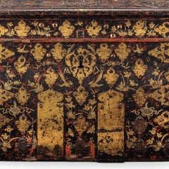 17th century and later simulated tortoiseshell, gilt decorated strong box