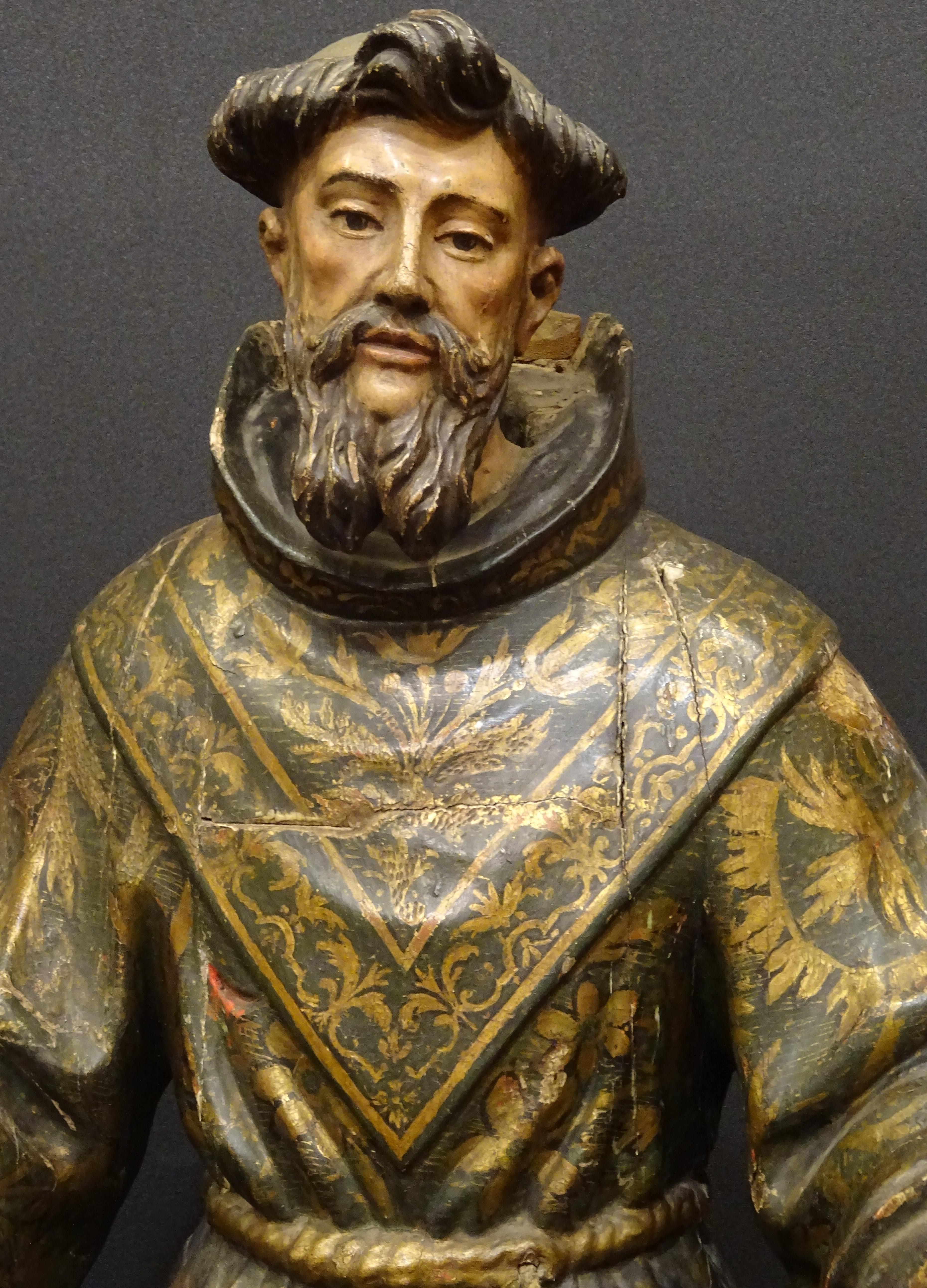 17th Century Andalusian Carved Gilded Polychromed Wood San Francisco Sculpture 2