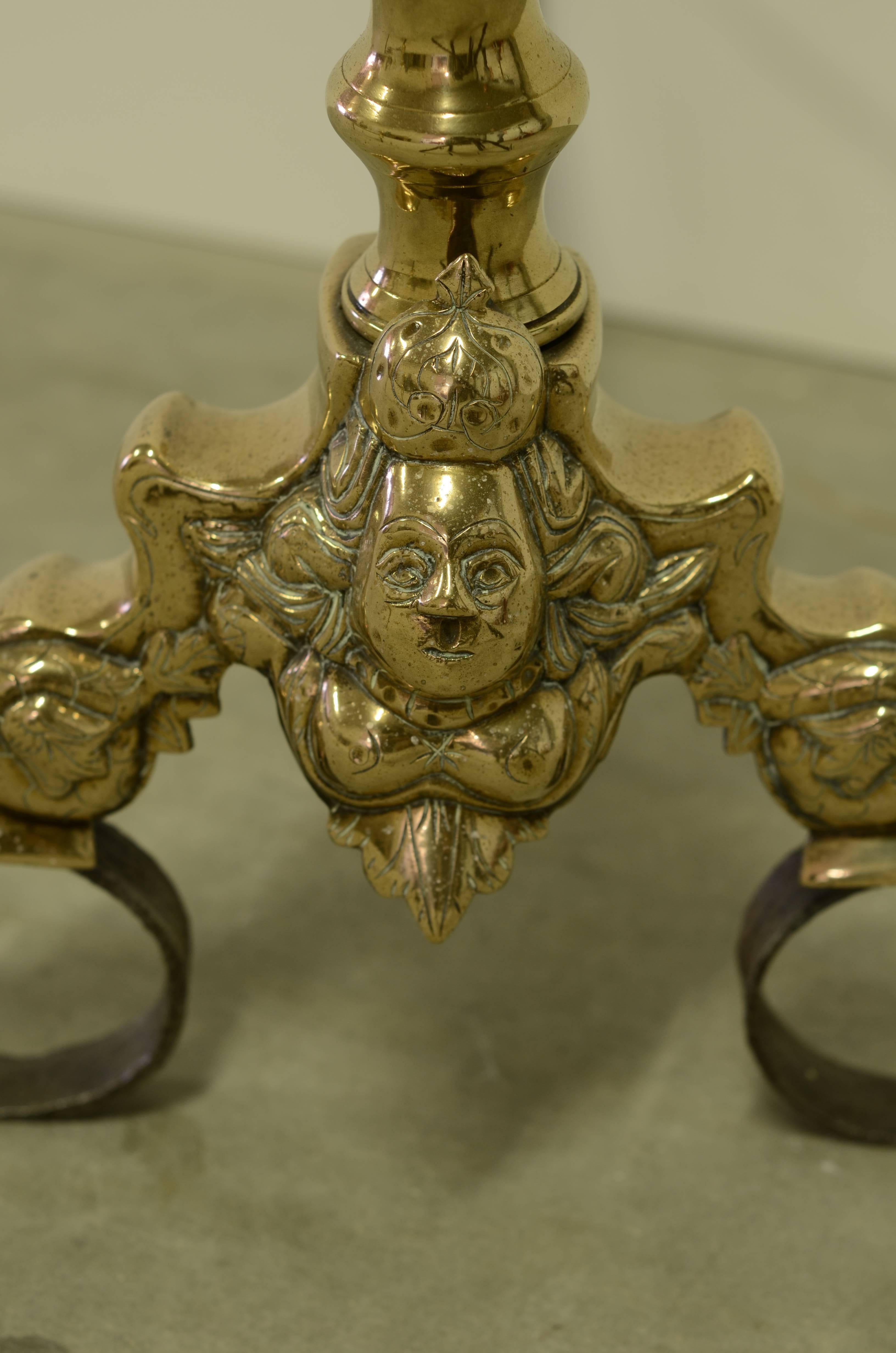 Dutch 17th Century Andirons or Firedogs