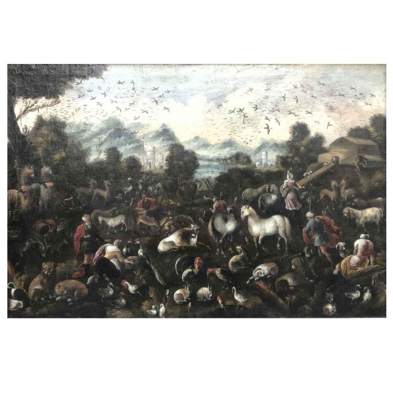 17th Century Animals Entering Noah S Ark Large Italian School Baroque Painting For Sale At 1stdibs