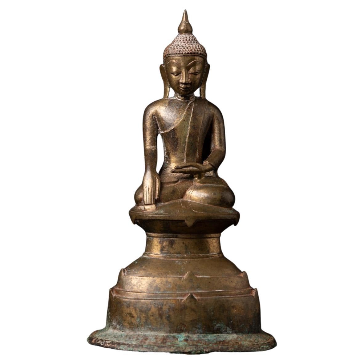 Antike burmesische Buddha-Statue aus Bronze aus Burma aus dem 17. Jahrhundert