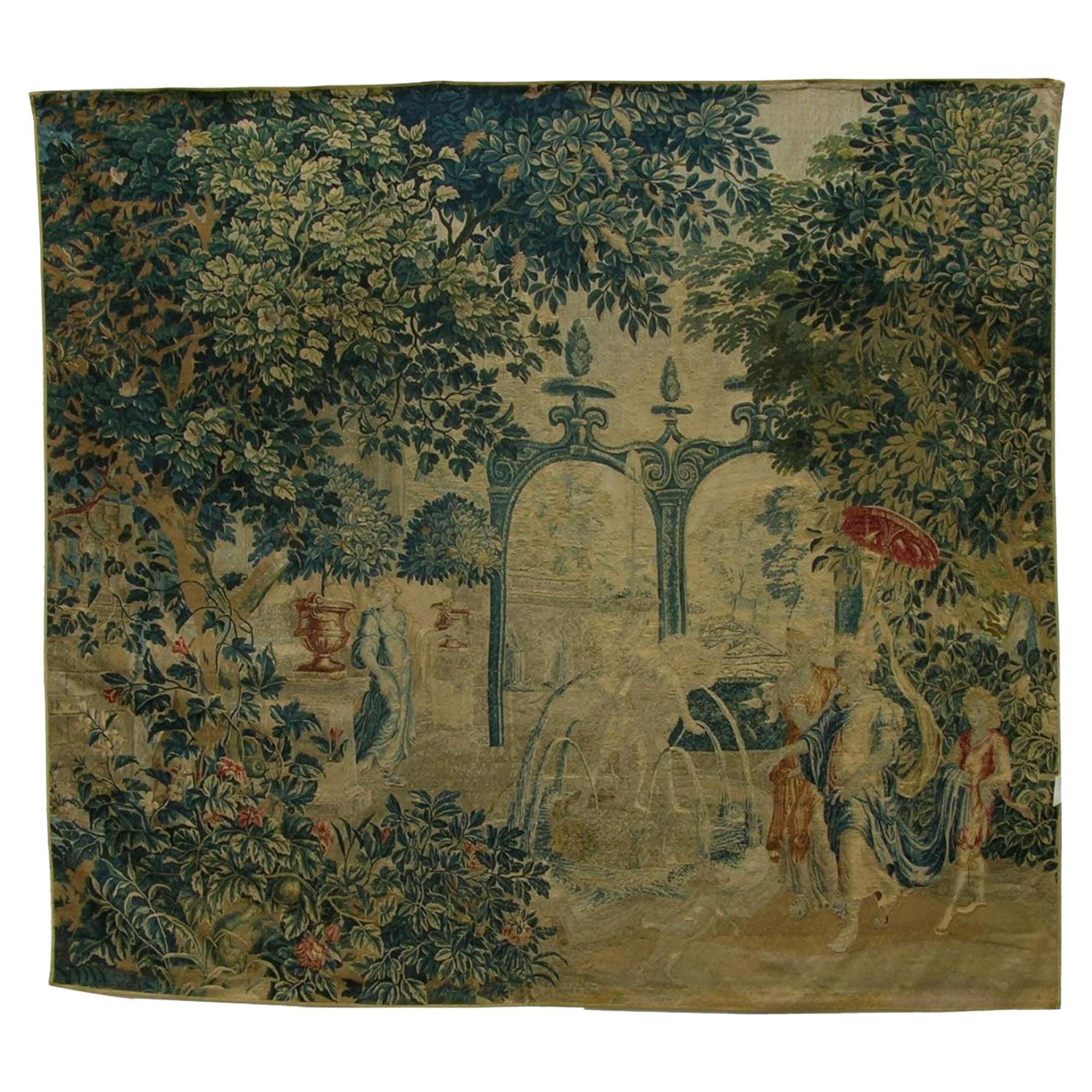 17th Century Antique Brussels Tapestry 9'10" X 8'10"