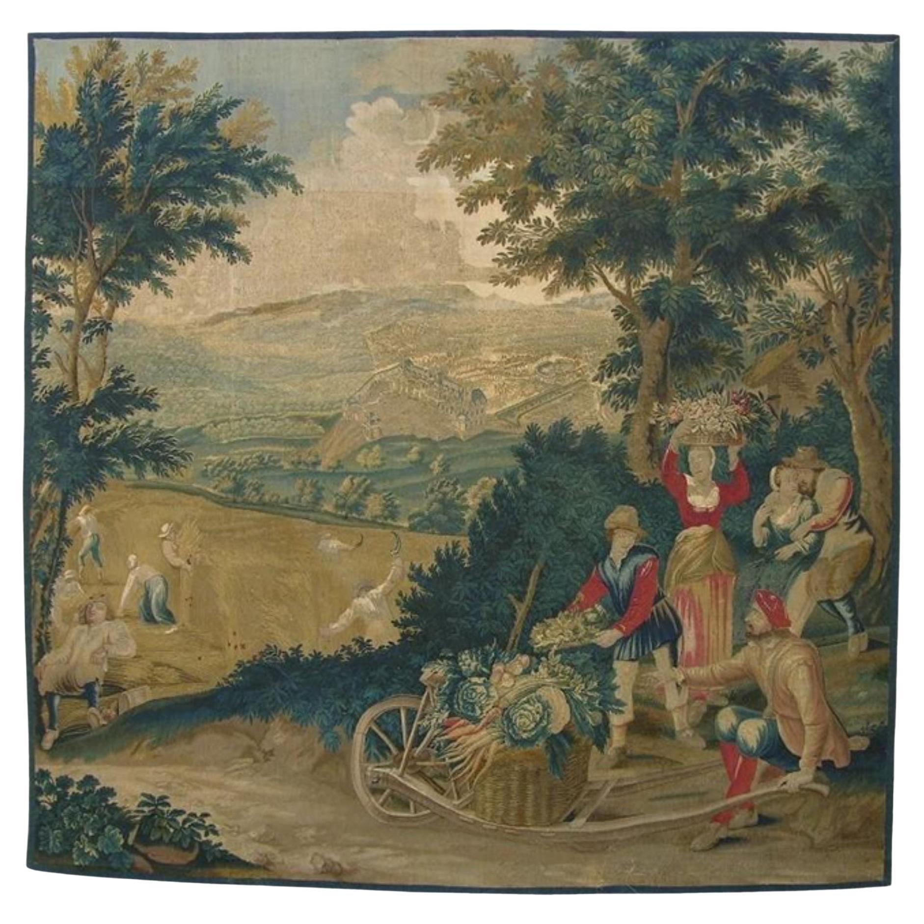 17th Century Antique Brussels Tapestry 9'6" X 9'3" For Sale