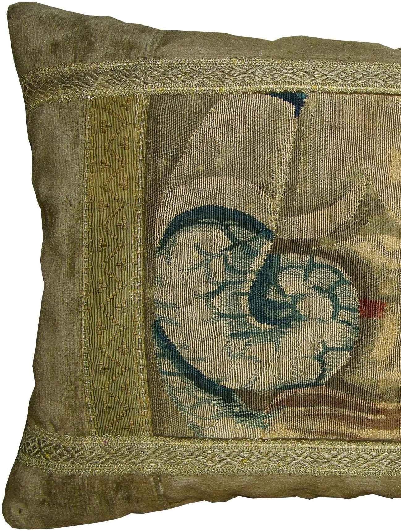 Antique Brussels Tapestry Pillow 17th Century