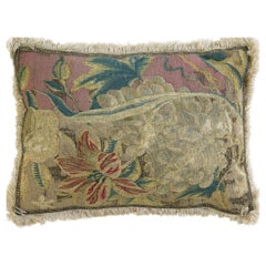 Antikes Brüsseler Wandteppich-Kissen aus dem 17. Jahrhundert