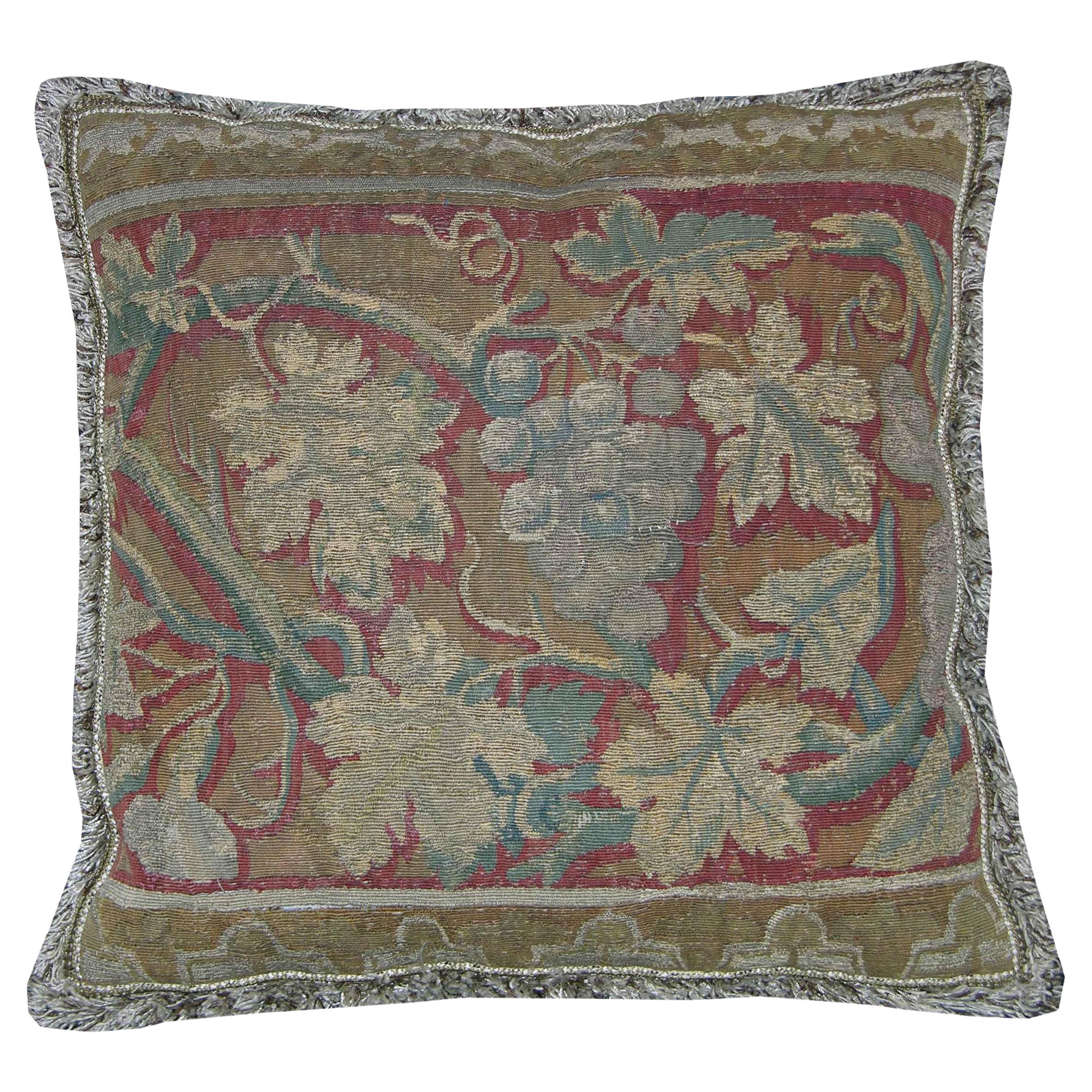 17th Century Antique Brussels Tapestry Pillow