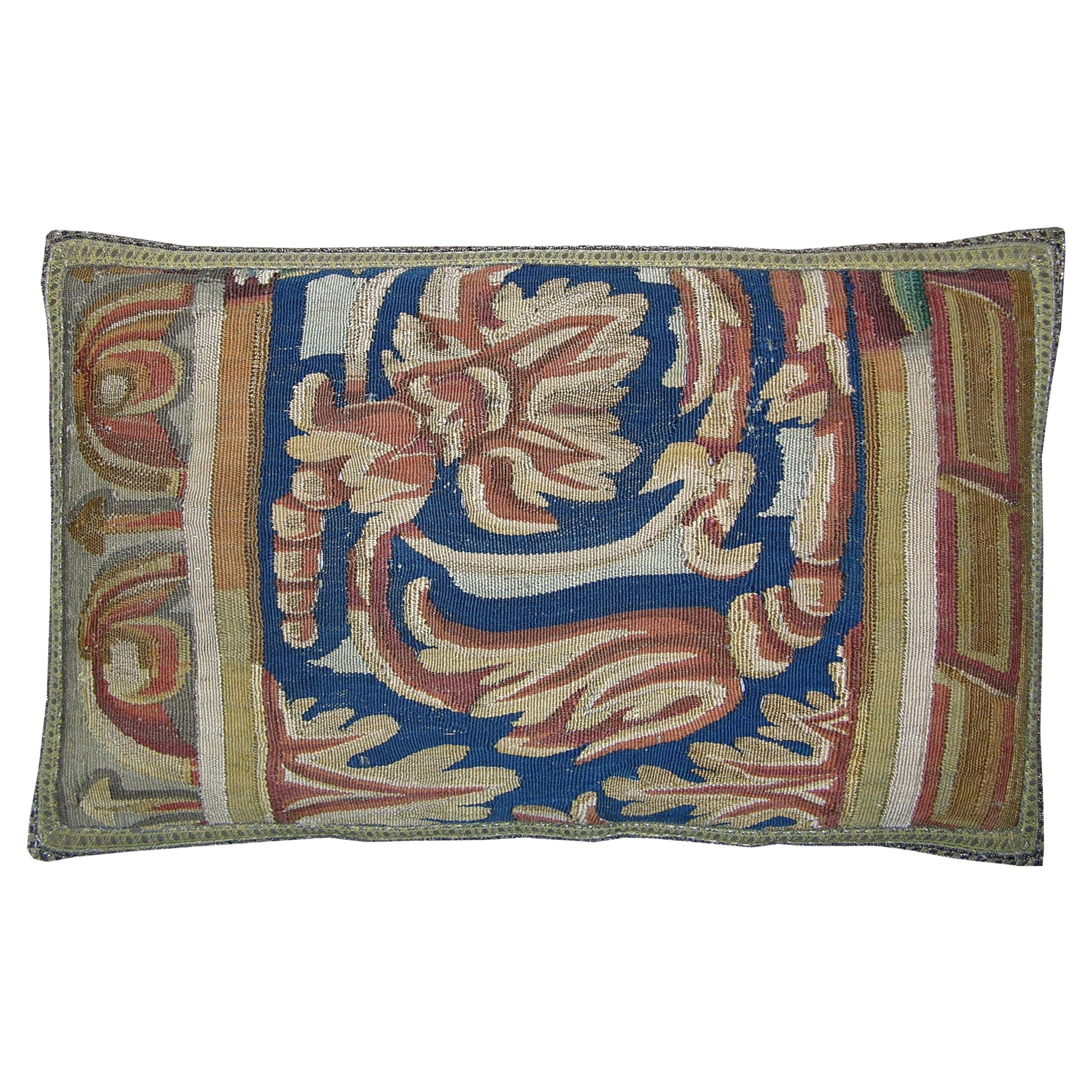 17th Century Antique Brussels Tapestry Pillow For Sale