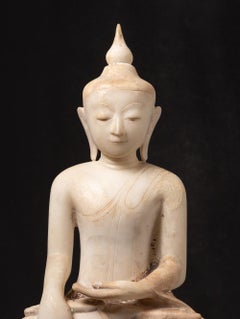 17th century Antique Burmese marble Buddha statue in Bhumisparsha Mudra