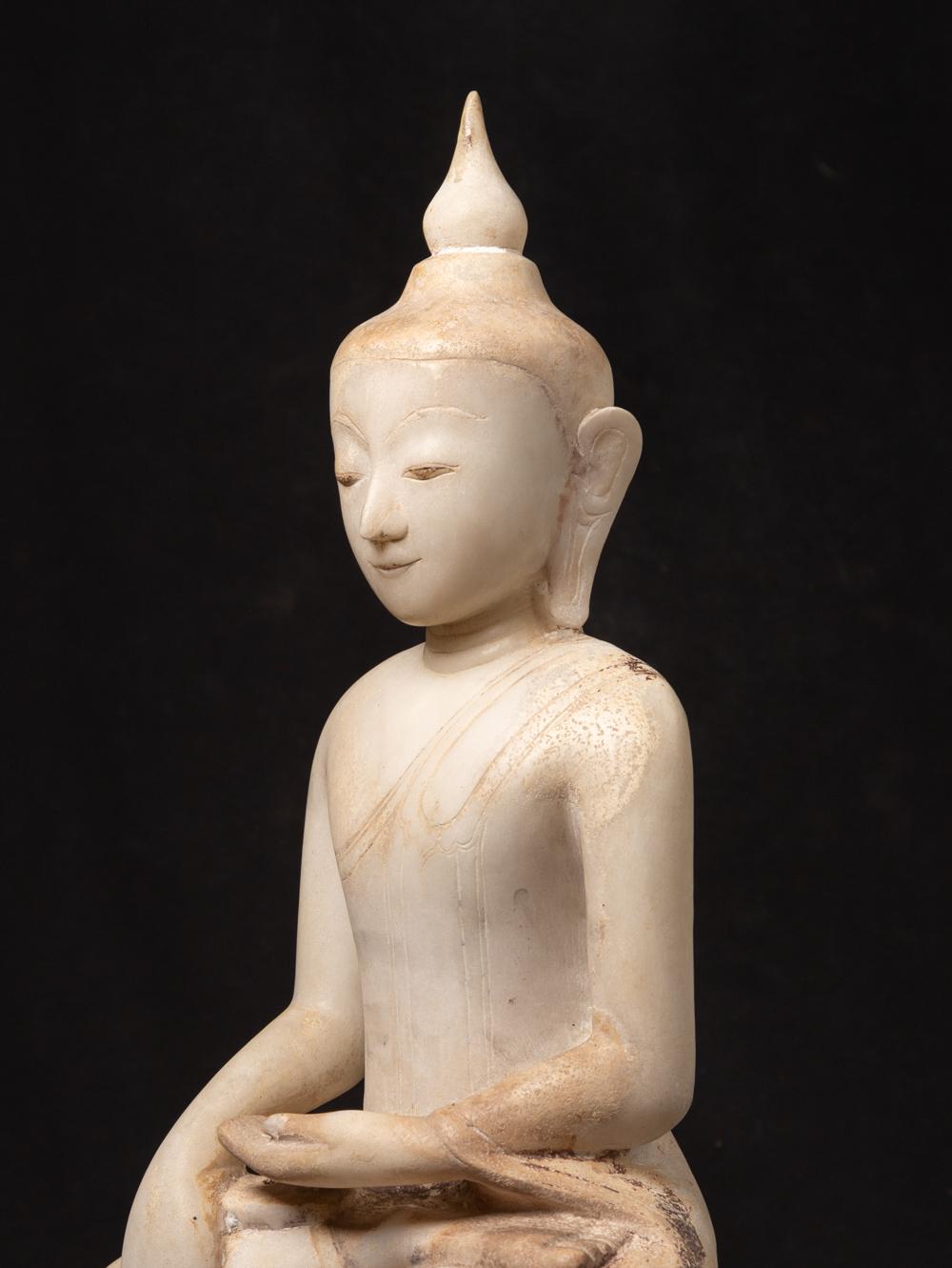 18th Century and Earlier 17th century Antique Burmese marble Buddha statue in Bhumisparsha Mudra For Sale
