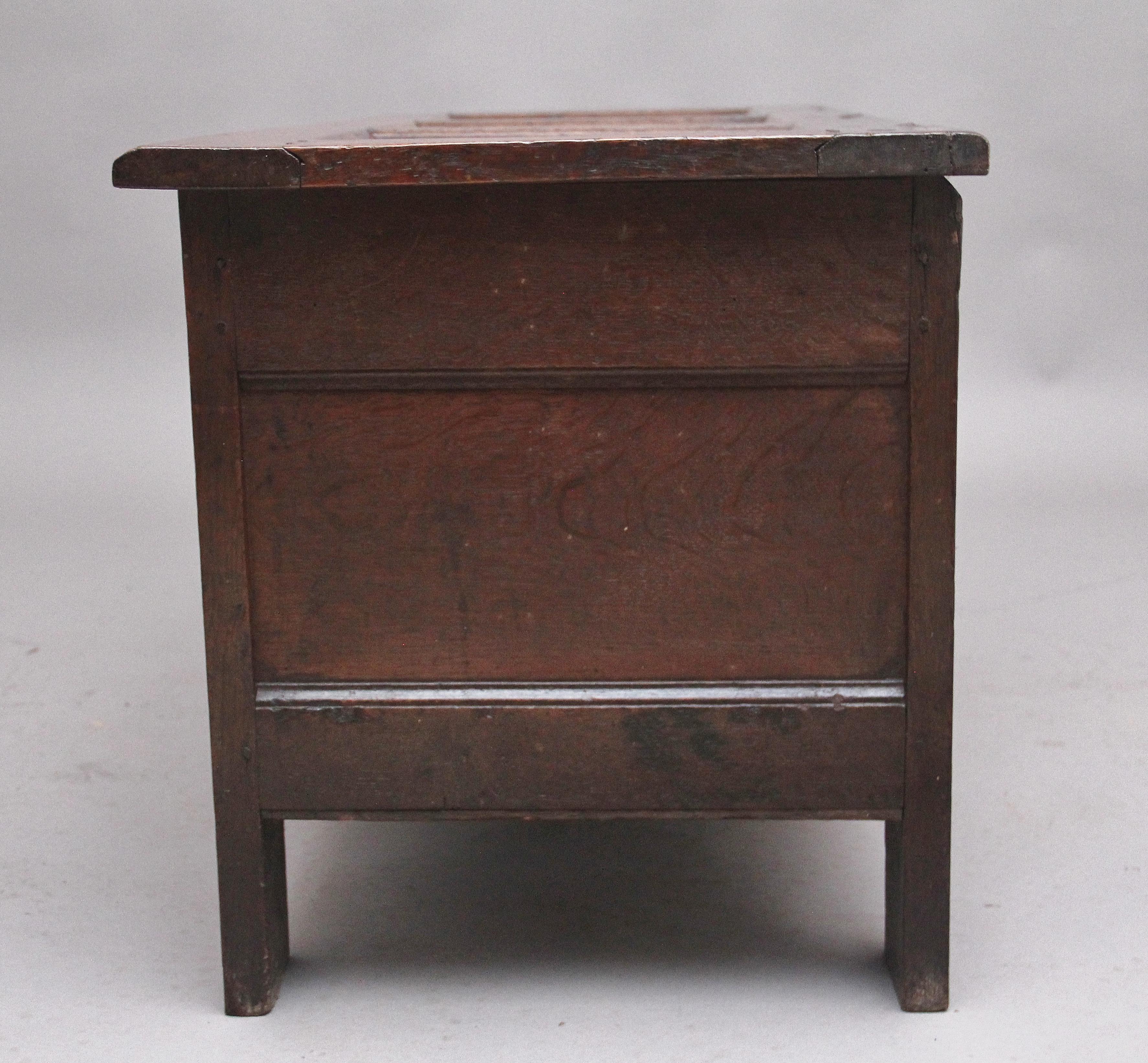 17th Century Antique Carved Oak Coffer For Sale 2