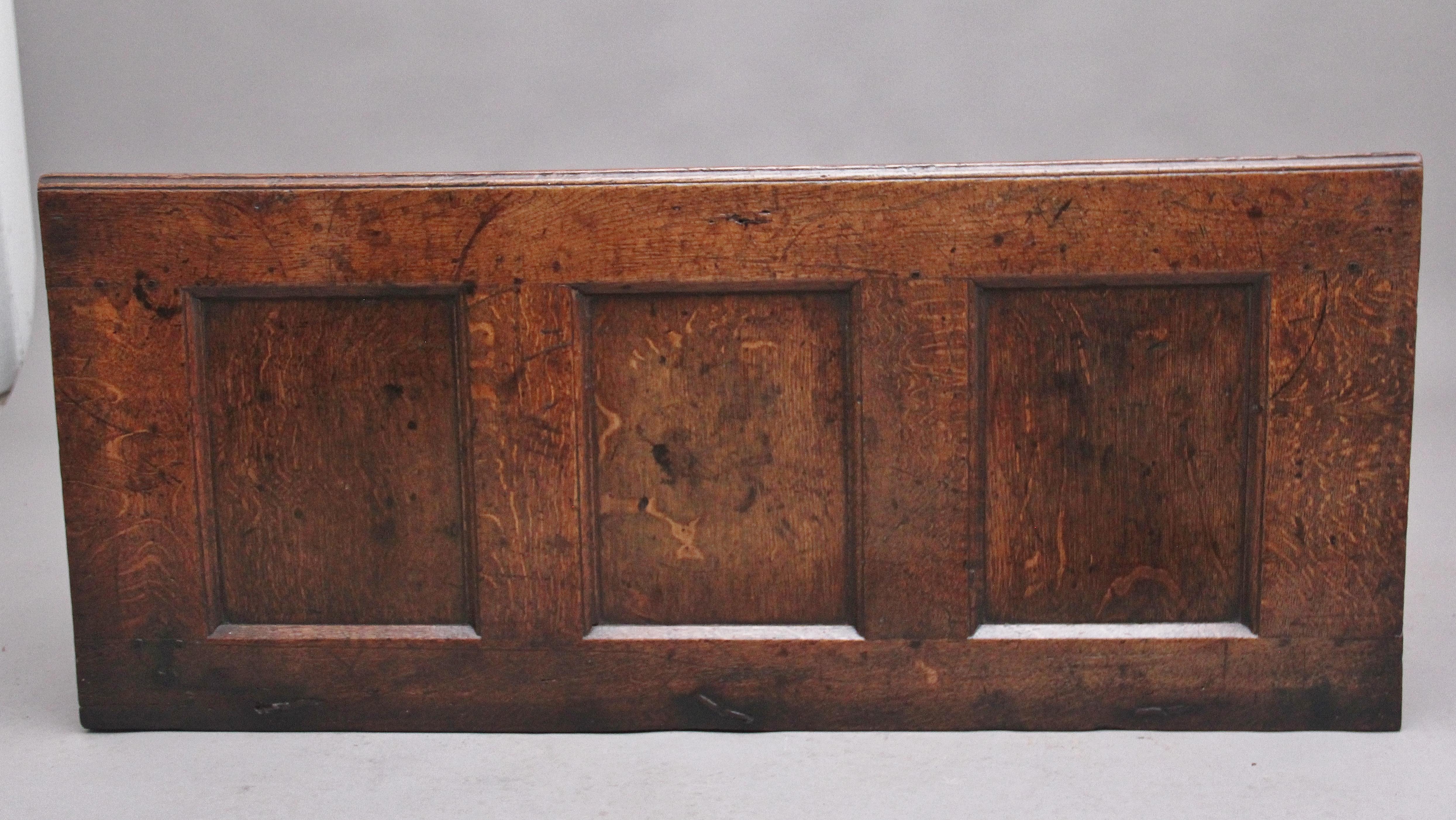 17th Century Antique Carved Oak Coffer For Sale 3