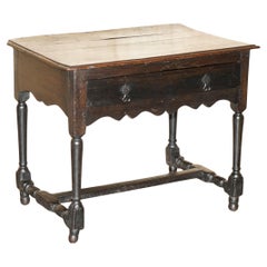 17TH CENTURY ANTIQUE CHARLES II FLEMISH OAK SIDE TABLE WiTH SINGLE DRAWER