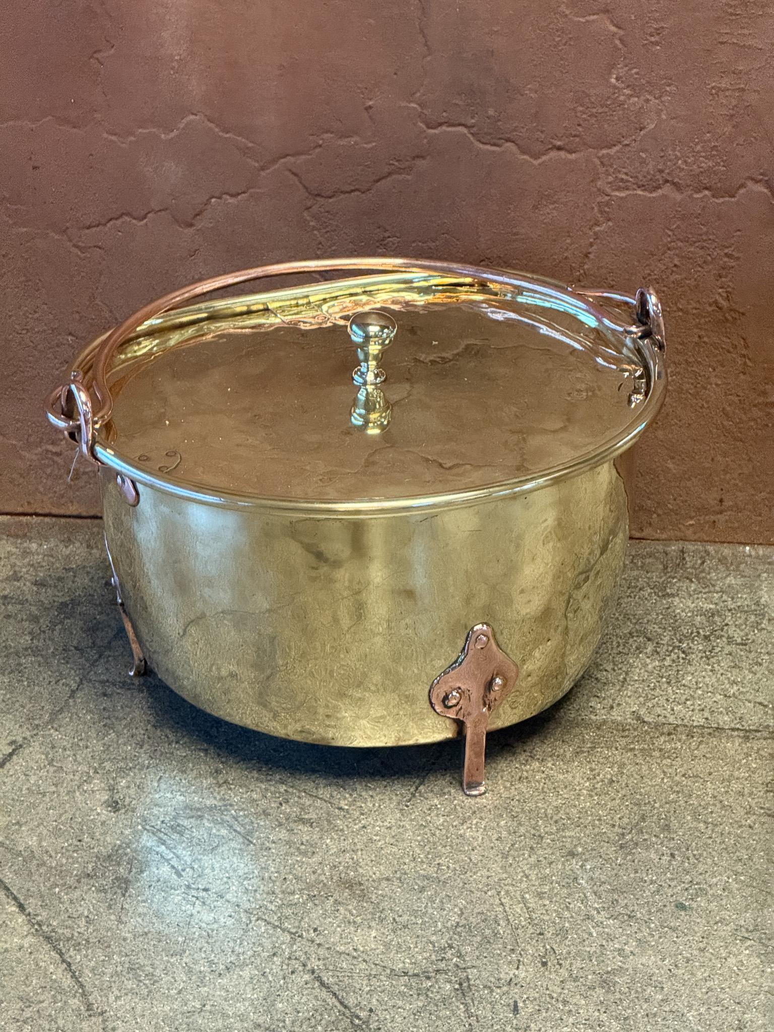 Louis XIV 17th Century Antique Dutch Polished Brass Firewood Basket For Sale