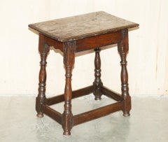 17TH CENTURY ANTIQUE ENGLISH OAK SIDE END LAMP WINE TABLE LOVELY PATiNATED TOP