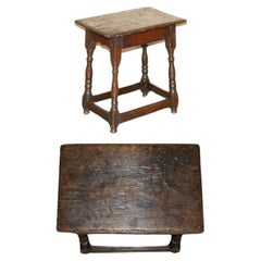 17TH CENTURY Used ENGLISH OAK SIDE END LAMP WINE TABLE LOVELY PATiNATED TOP