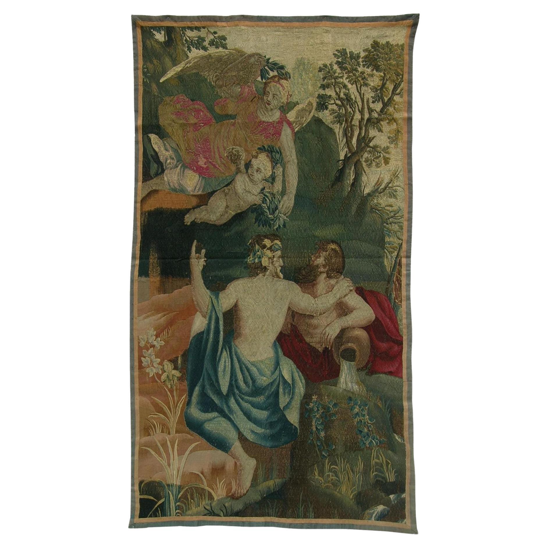 17. Jahrhundert Antike Flemish Tapisserie 8'5" X 4'7" im Angebot