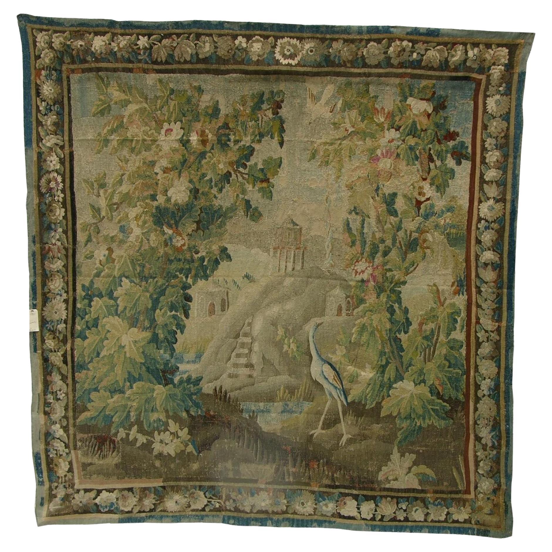 17th Century Antique Flemish Tapestry 9' X 8'6"