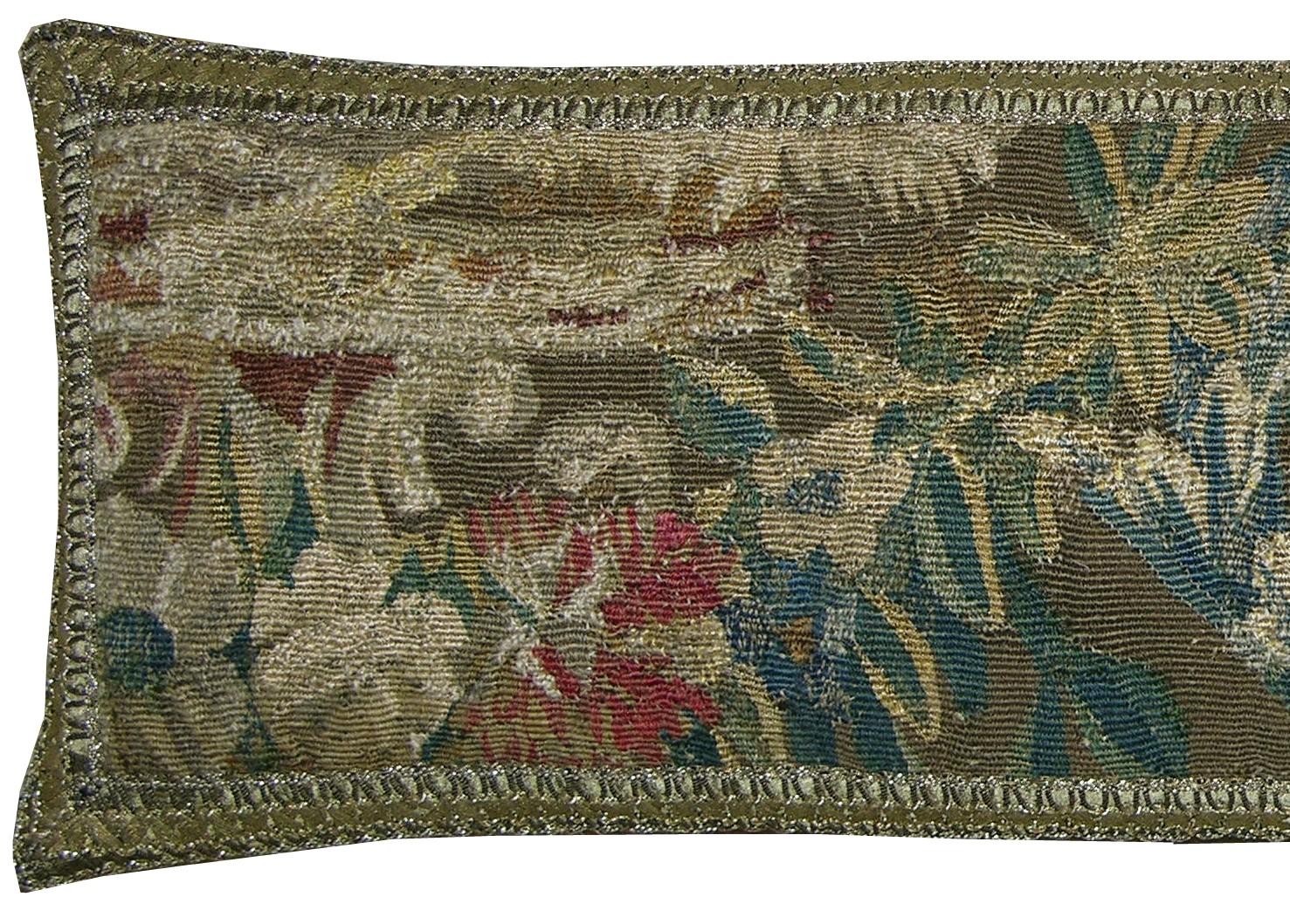 17th Century Antique Flemish Tapestry Pillow
