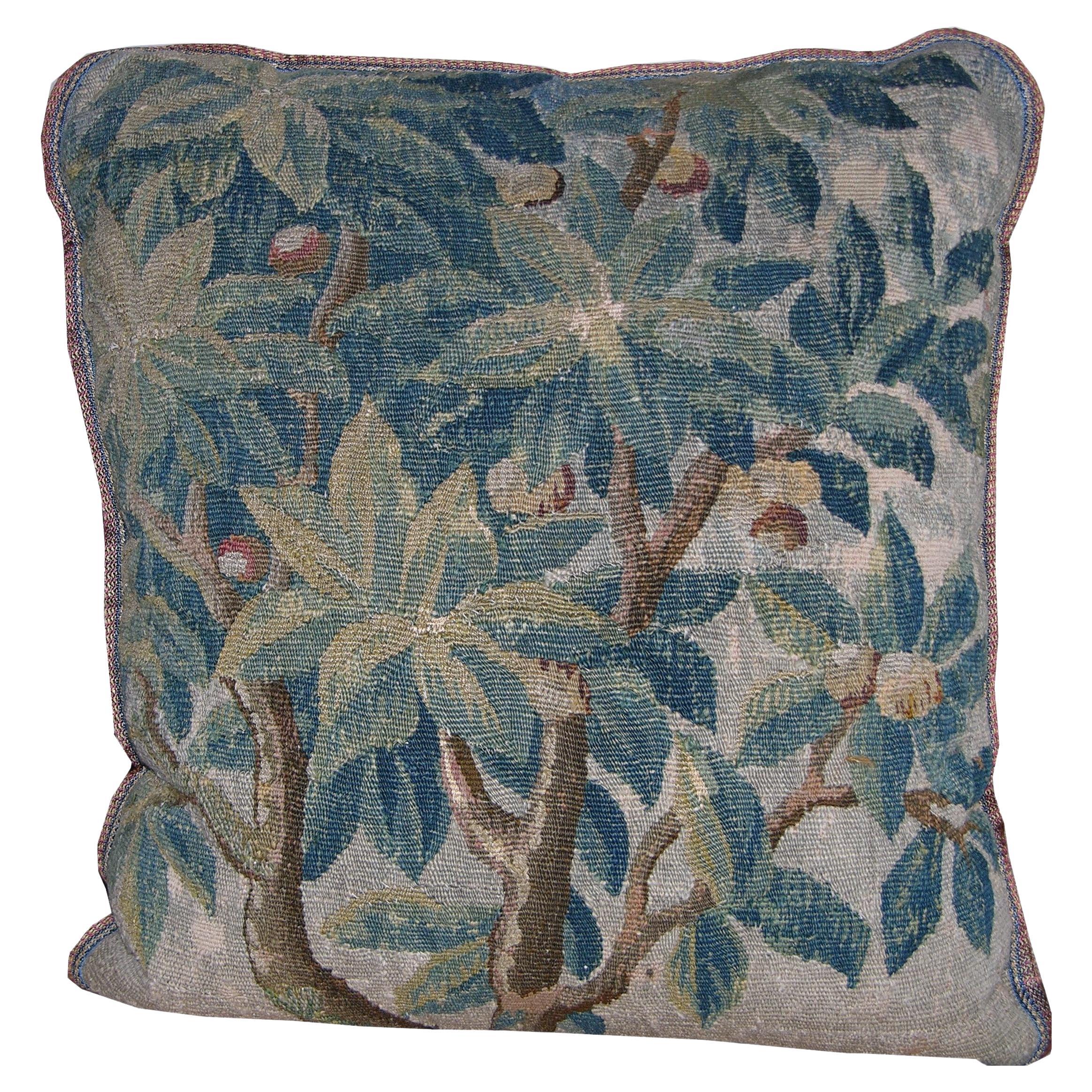 Oreiller en tapisserie flamande ancienne du 17e siècle
