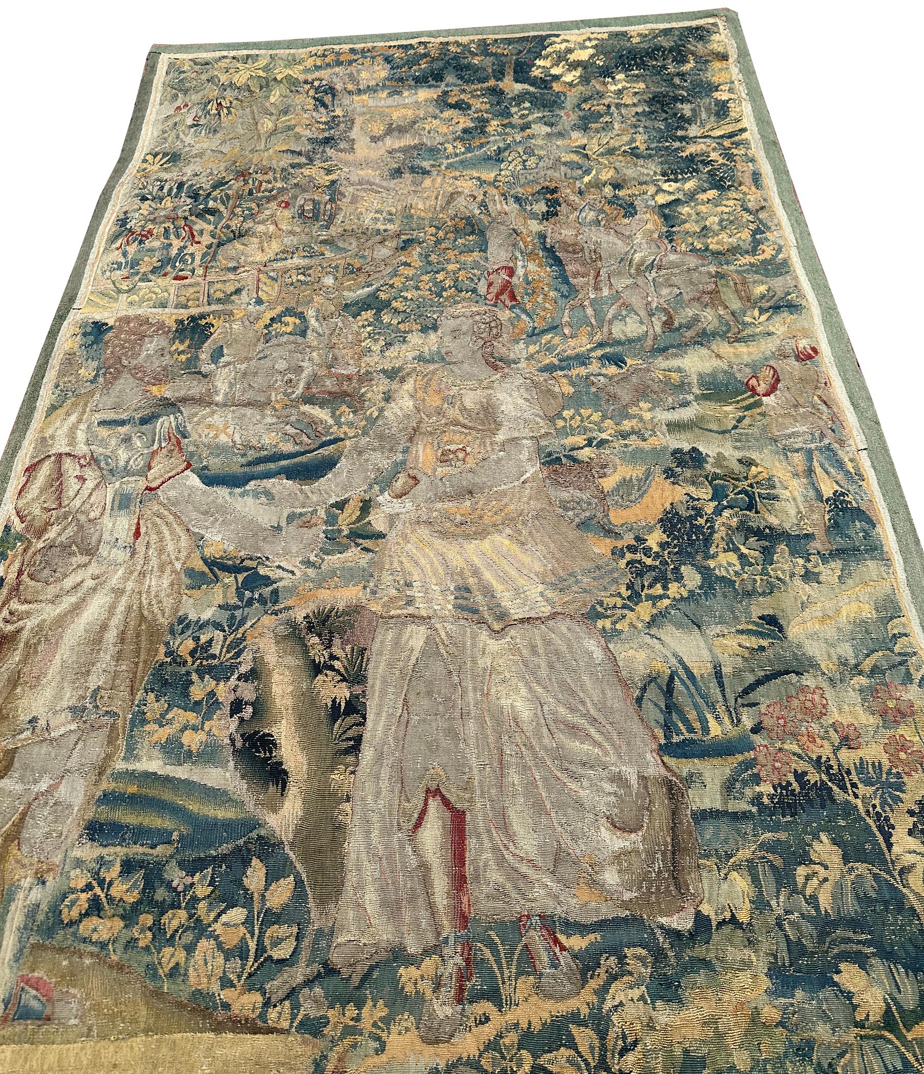  17th century Antique Flemish Tapestry Wool & Silk Verdure Art Nouveau 4x6ft

122cm x 178cm

