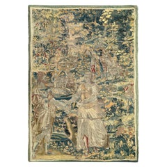 Tapisserie ancienne du 17ème siècle en laine et soie Verdure Art Nouveau 4x6ft