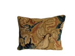 17th Century Antique Flemish Verdure Decorative Tapestry Pillow