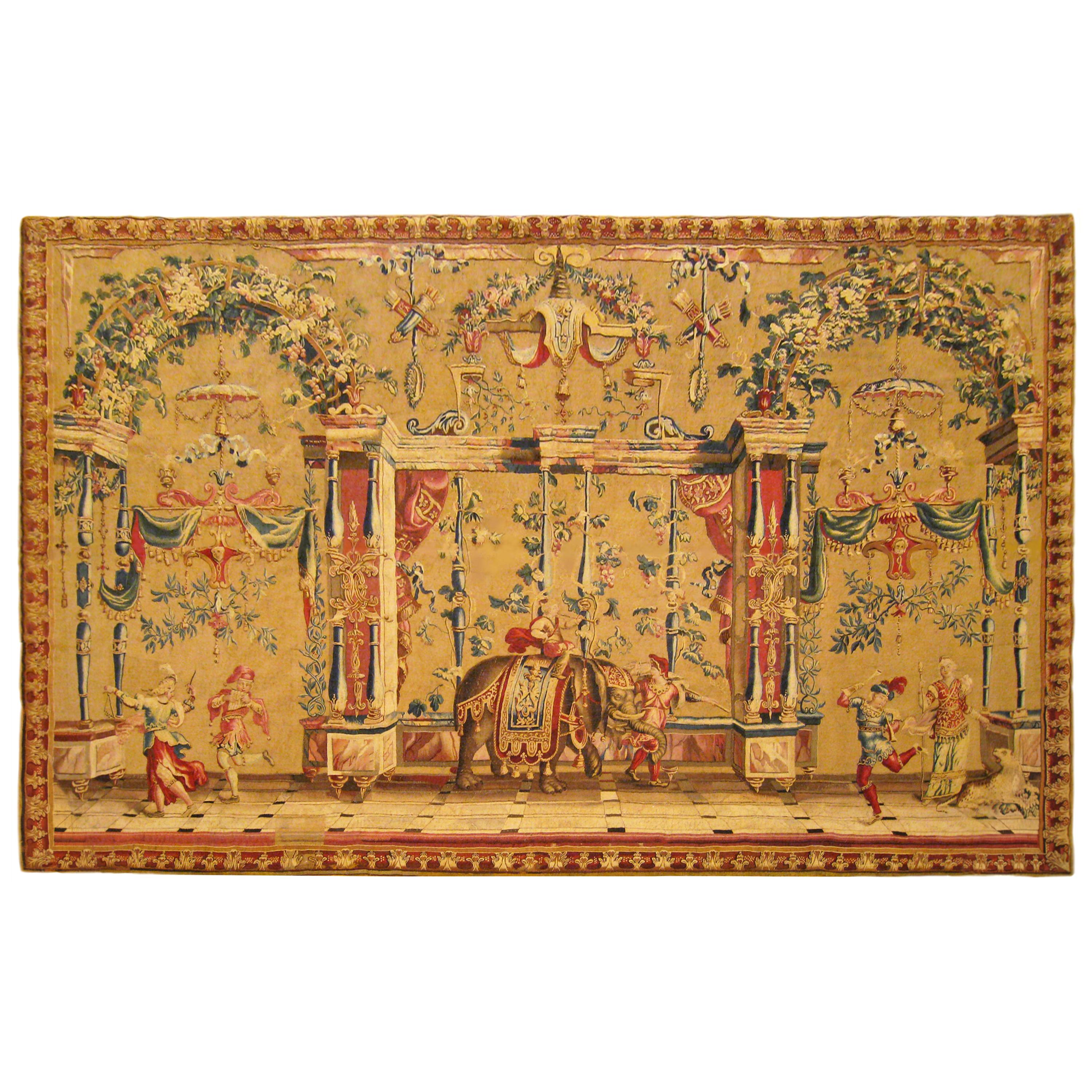 17th Century Antique French Beauvais Grotesque Tapestry For Sale