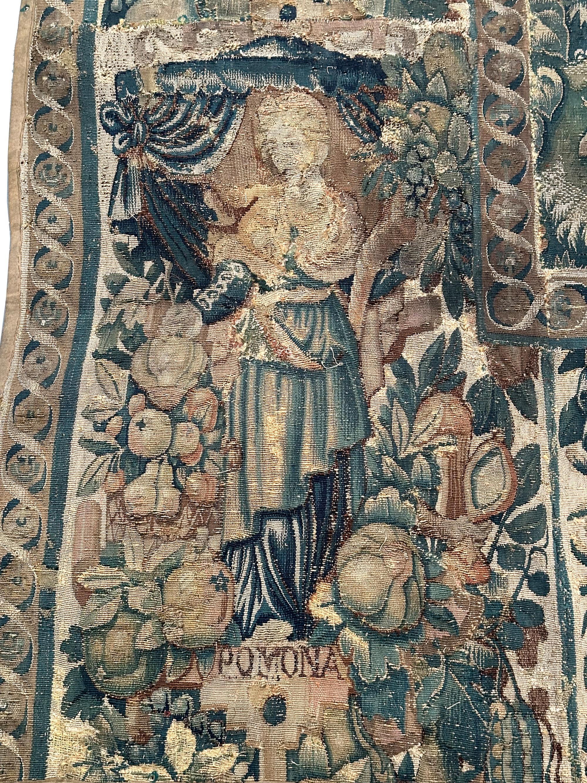 Antiker französischer Wandteppich aus Verdure-Wolle und Seide mit Blumen aus dem 17. Jahrhundert, 5x6 im Angebot 6