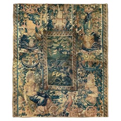 Antiker französischer Wandteppich aus Verdure-Wolle und Seide mit Blumen aus dem 17. Jahrhundert, 5x6