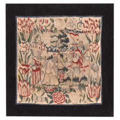 Arazzo antico tedesco del XVII secolo. 1 ft 8 in x 1 ft 8 in